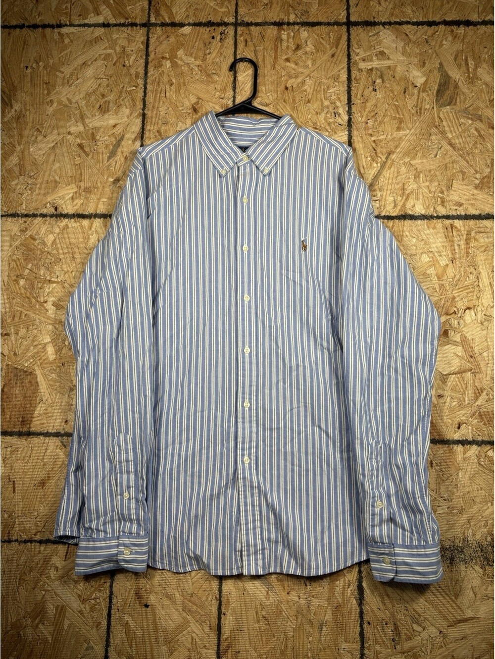 Polo Ralph Lauren XL Long Sleeve Striped Blue&White Button Down Shirt Flesh Pony